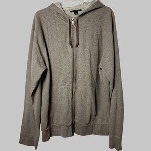 Banana Republic Mens Zip Up Hoodie Cotton/Polyester Blend Beige/Brown Xlarge